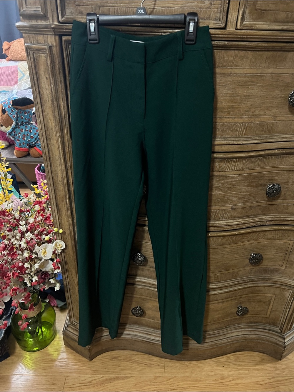 Men's Tailored Dress Pants in Deep Green